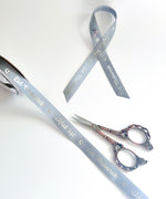 Eid Ribbon - Gray Eid Ribbon with Silver Text