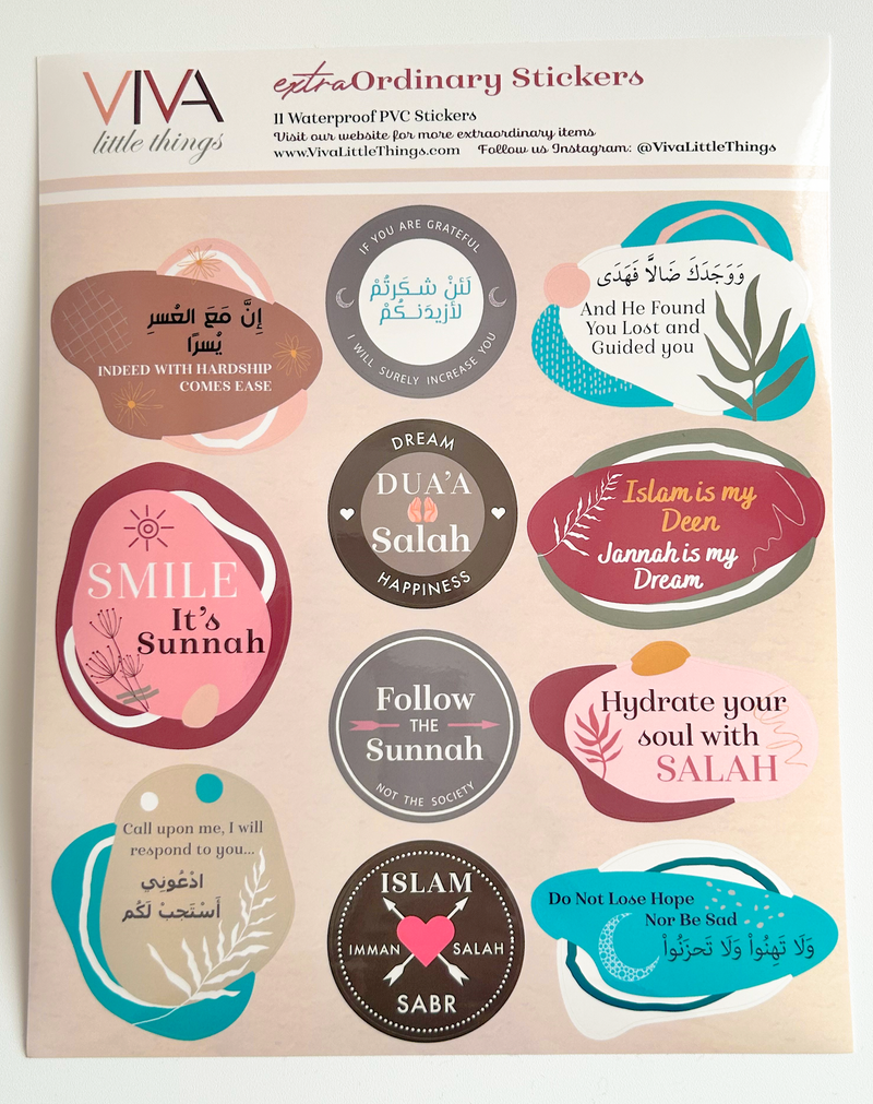 Islamic Waterproof PVC Stickers - 20 Stickers